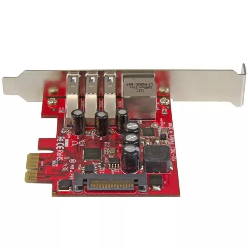 StarTech.com 3-porttinen PCI Express USB 3.0 -kortti + Gigabit Ethernet