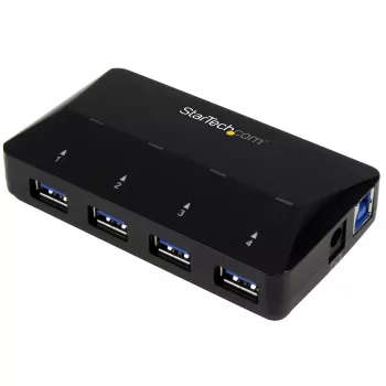 StarTech.com 4-porttinen USB 3.0 -keskitin ja erillinen latausportti - 1 x 2,4A portti~4-porttinen USB 3.0 -keskitin (5Gbps) ja erillinen latausportti - 1 x 2,4A portti