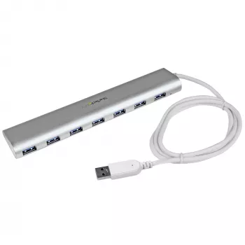 StarTech.com 7-porttinen USB-keskitin, USB A - 7x USB-A-porttia, USB 5Gbps, kestävä rakenne, väylä- tai omavirta, kannettava kannettavan tietokoneen USB 3.0 -keskitinlaajennus virtalähteellä