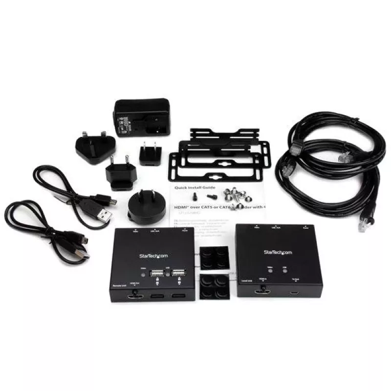 StarTech.com HDMI-over-CAT6-jatko 4-porttisella USB-keskittimellä – 50 m – 1080p
