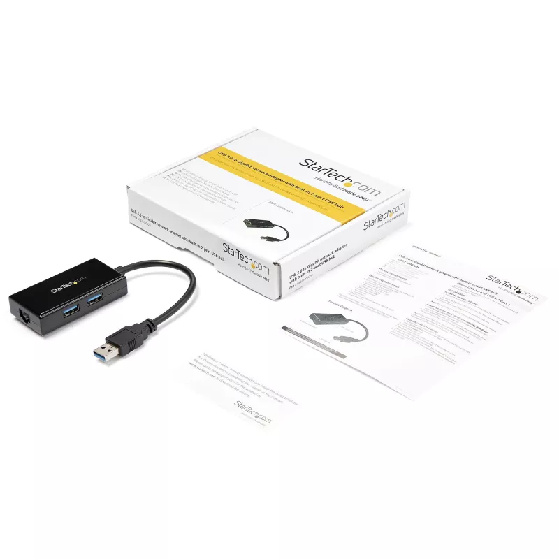 StarTech.com USB-Ethernet-sovitin, USB 3.0 – 10/100/1000 Gigabit Ethernet LAN -muunnin kannettaviin, 11,8″/30 cm kiinteä kaapeli, USB-RJ45-sovitin, NIC-sovitin, USB-verkkosovitin