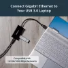 StarTech.com USB-Ethernet-sovitin, USB 3.0 – 10/100/1000 Gigabit Ethernet LAN -muunnin kannettaviin, 11,8″/30 cm kiinteä kaapeli, USB-RJ45-sovitin, NIC-sovitin, USB-verkkosovitin