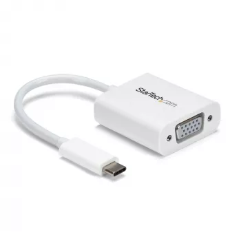 StarTech.com USB-C-VGA-sovitin – valkoinen, 3.2 Gen 1 (3.1 Gen 1), USB Type-C, VGA (D-Sub) -lähtö, 1920 x 1200 pikseliä