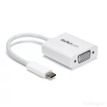 StarTech.com USB-C-VGA-sovitin – valkoinen, 3.2 Gen 1 (3.1 Gen 1), USB Type-C, VGA (D-Sub) -lähtö, 1920 x 1200 pikseliä