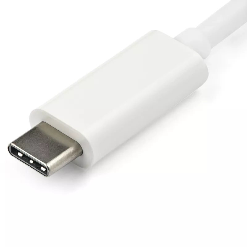 StarTech.com USB-C-VGA-sovitin – valkoinen, 3.2 Gen 1 (3.1 Gen 1), USB Type-C, VGA (D-Sub) -lähtö, 1920 x 1200 pikseliä