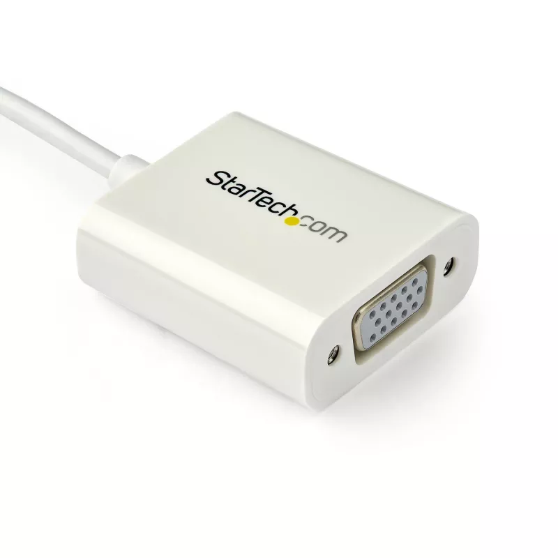 StarTech.com USB-C-VGA-sovitin – valkoinen, 3.2 Gen 1 (3.1 Gen 1), USB Type-C, VGA (D-Sub) -lähtö, 1920 x 1200 pikseliä