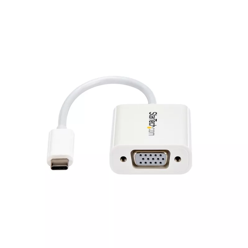 StarTech.com USB-C-VGA-sovitin – valkoinen, 3.2 Gen 1 (3.1 Gen 1), USB Type-C, VGA (D-Sub) -lähtö, 1920 x 1200 pikseliä