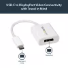 StarTech.com USB-C-DisplayPort-sovitin – 4K 60Hz/8K 30Hz – USB Type-C - DP 1.4 HBR2 -sovitindongle – kompakti USB-C (DP Alt Mode) -näytön videomuunnin – Thunderbolt 3 -yhteensopiva – valkoinen
