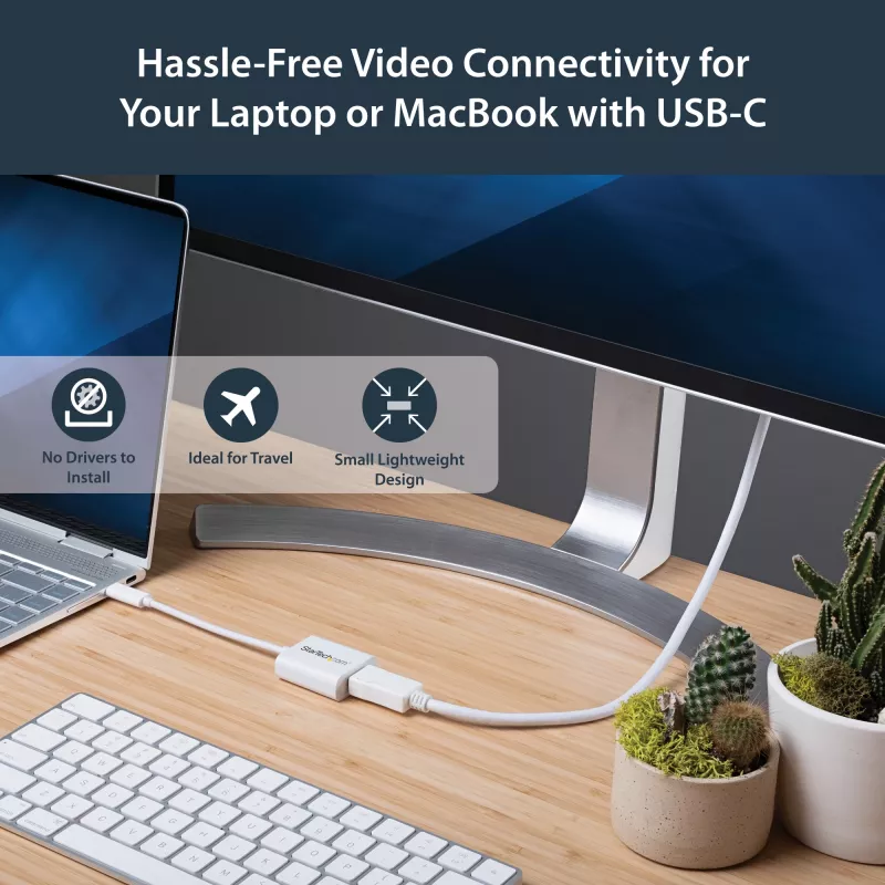 StarTech.com USB-C-DisplayPort-sovitin – 4K 60Hz/8K 30Hz – USB Type-C - DP 1.4 HBR2 -sovitindongle – kompakti USB-C (DP Alt Mode) -näytön videomuunnin – Thunderbolt 3 -yhteensopiva – valkoinen
