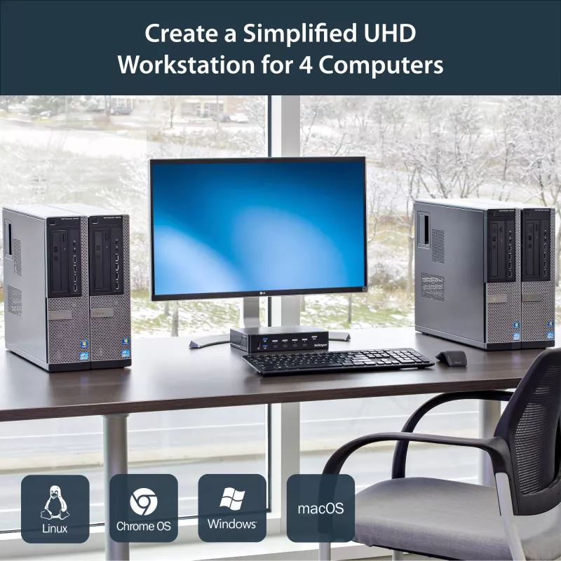 StarTech.com 4-porttinen DisplayPort KVM-kytkin – USB 3.0 – 4K 30Hz