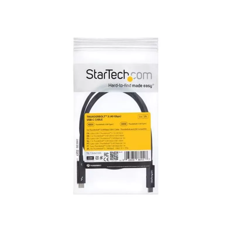 StarTech.com 3 ft (1 m) Thunderbolt 3 -kaapeli 100 W Power Delivery -tuella – 40 Gbit/s