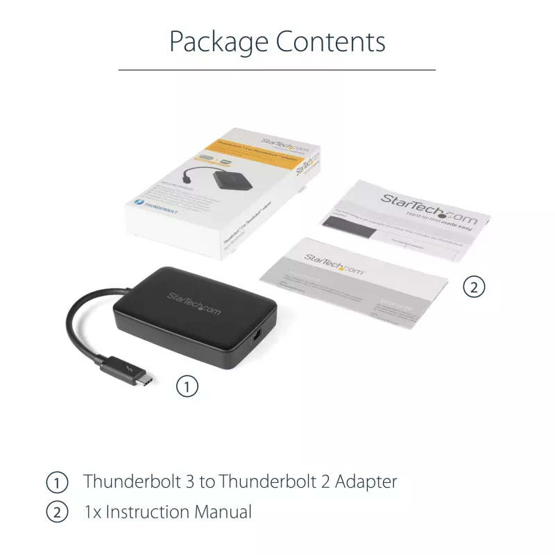 StarTech.com Thunderbolt 3 - Thunderbolt 2 -sovitin – TB3-kannettava TB2-näyttöihin ja -laitteisiin – Thunderbolt 2 20 Gbit/s tai Thunderbolt 1 10 Gbit/s -muunnin – Thunderbolt 3 -sertifioitu – Windows/Mac