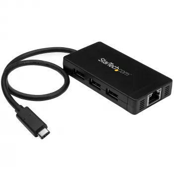 StarTech.com 3-porttinen USB 3.0 -keskitin ja Gigabit Ethernet – USB-C – sis. verkkolaitteen