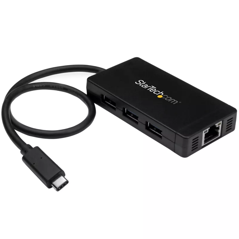 StarTech.com 3-porttinen USB 3.0 -keskitin ja Gigabit Ethernet – USB-C – sis. verkkolaitteen