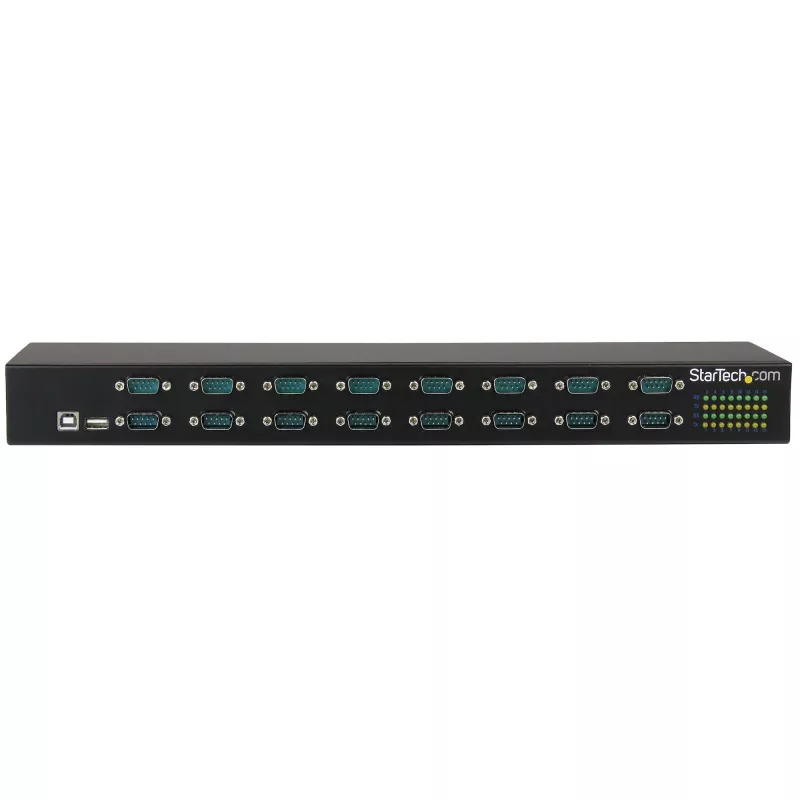 StarTech.com 16-porttinen USB-sarjaporttisovitin-keskitin, USB 2.0 Type-B, sarjaportti, 480 Mbit/s, musta, teräs, 36 W