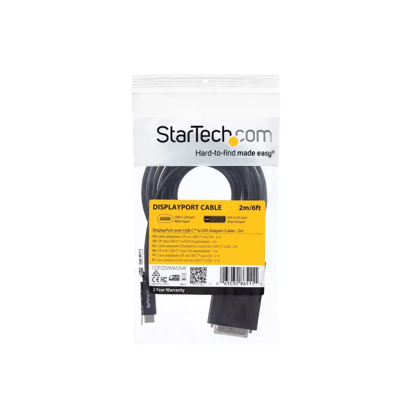 StarTech.com 2 m USB-C-DVI-kaapeli – 1920 x 1200 – musta