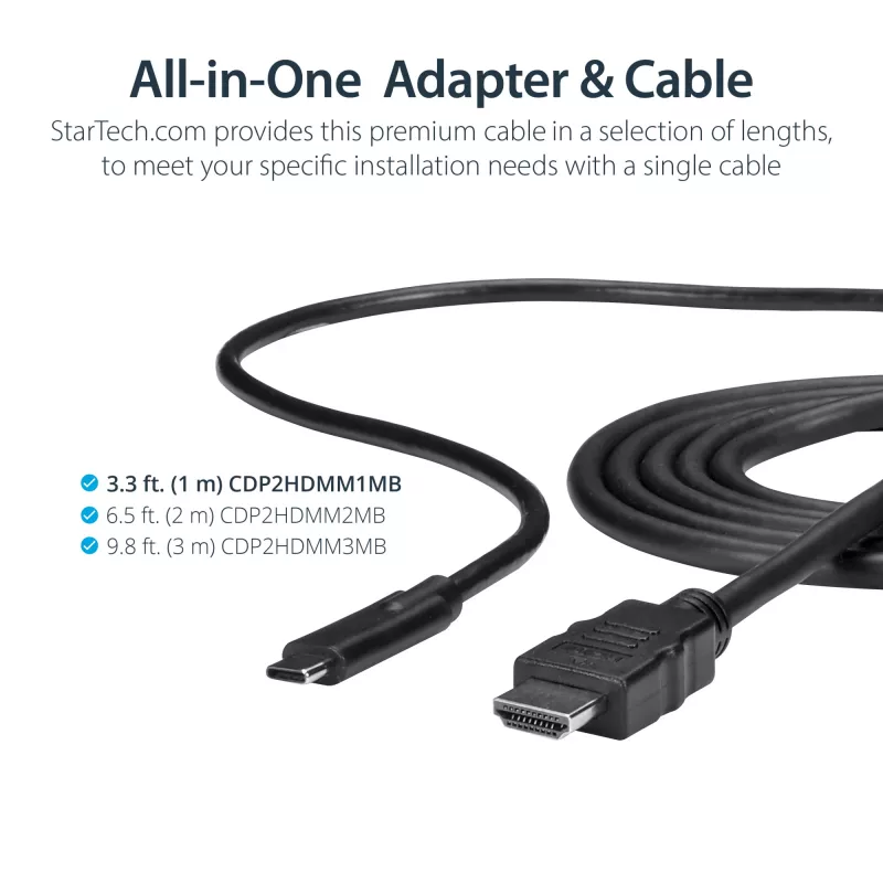 StarTech.com 0,91 m (3 ft) USB-C-HDMI-kaapeli – 4K 30 Hz USB Type-C - HDMI -videonäyttömuunnin – USB-C DP Alt Mode - HDMI -näyttösovitinkaapeli – Thunderbolt-yhteensopiva
