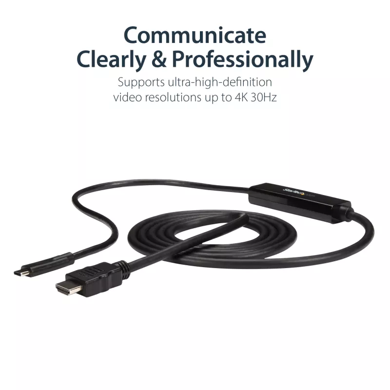 StarTech.com 0,91 m (3 ft) USB-C-HDMI-kaapeli – 4K 30 Hz USB Type-C - HDMI -videonäyttömuunnin – USB-C DP Alt Mode - HDMI -näyttösovitinkaapeli – Thunderbolt-yhteensopiva