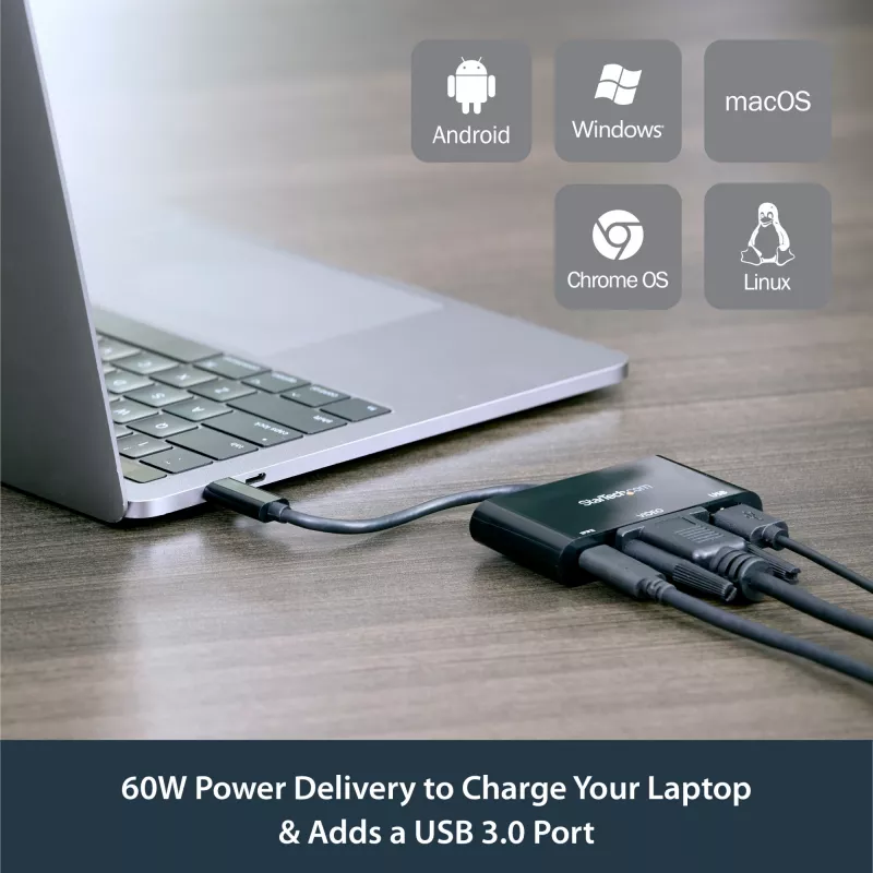 StarTech.com USB-C VGA -multiport-adapteri – USB 3.0 -portti – 60W PD