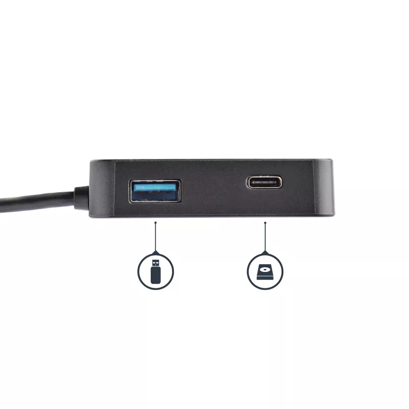 StarTech.com USB-C-moniporttisovitin – kannettava USB-C-minitelakka 4K-HDMI-videolla – Gigabit Ethernet, USB 3.0 -keskitin (1x USB-A, 1x USB-C) – USB Type-C -moniporttisovitin – Thunderbolt 3 -yhteensopiva