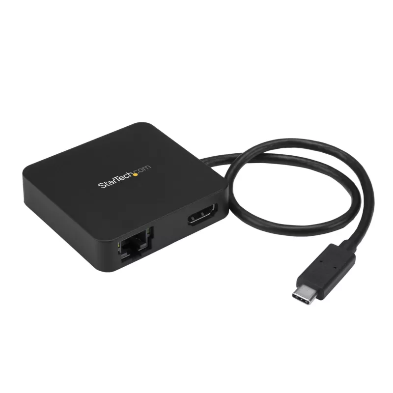 StarTech.com USB-C-moniporttisovitin – kannettava USB-C-minitelakka 4K-HDMI-videolla – Gigabit Ethernet, USB 3.0 -keskitin (1x USB-A, 1x USB-C) – USB Type-C -moniporttisovitin – Thunderbolt 3 -yhteensopiva