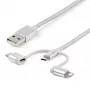 StarTech.com 1 m USB-monilatauskaapeli – USB Micro-USB:hen tai USB-C:hen tai Lightning iPhone/iPad/iPod/Android – Apple MFi -sertifioitu – 3-in-1 USB-laturi – punottu