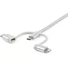 StarTech.com 1 m USB-monilatauskaapeli – USB Micro-USB:hen tai USB-C:hen tai Lightning iPhone/iPad/iPod/Android – Apple MFi -sertifioitu – 3-in-1 USB-laturi – punottu