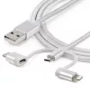 StarTech.com 1 m USB-monilatauskaapeli – USB Micro-USB:hen tai USB-C:hen tai Lightning iPhone/iPad/iPod/Android – Apple MFi -sertifioitu – 3-in-1 USB-laturi – punottu