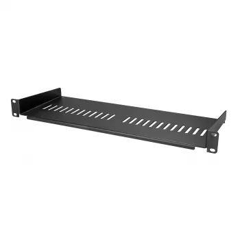 StarTech.com 1U palvelinräkkihylly – universaali tuuletettu räkkikiinnitteinen uloketasoon 19 tuuman verkko- ja kaappilaitteille – tukeva teräsrakenne – kantavuus 44 lb/20 kg – 7 tuuman syvyinen hylly, musta
