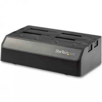 StarTech.com 4-paikkainen USB – SATA-kiintolevytelakka, USB 10 Gbit/s, ulkoinen 2,5 tuuman ja 3,5 tuuman SSD/HDD-telakka, SATA III, hot-swap-kiintolevypaikka, päältä ladattava