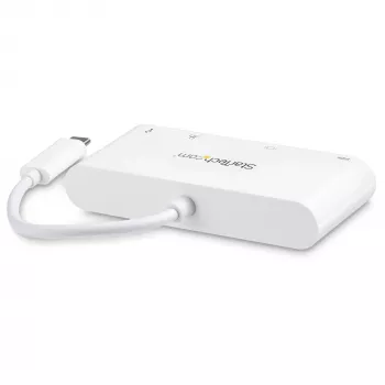 StarTech.com USB-C-moniporttisovitin – USB-C – DVI-D (digitaalinen) -videosovitin 60 W Power Delivery -läpivientilatauksella, GbE, USB-A – kannettava minitelakka USB Type-C/Thunderbolt 3 -kannettaville
