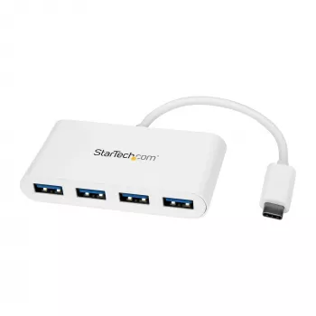 StarTech.com 4-porttinen USB-C-keskitin 4x USB-A-portilla (USB 3.0 SuperSpeed 5 Gbit/s) – USB-väylävirta – kannettava/kannettavan tietokoneen USB-C–USB-A-sovitinkeskitin – USB 3.1 Gen 1/USB 3.2 Gen 1 Type-C -keskitin – valkoinen