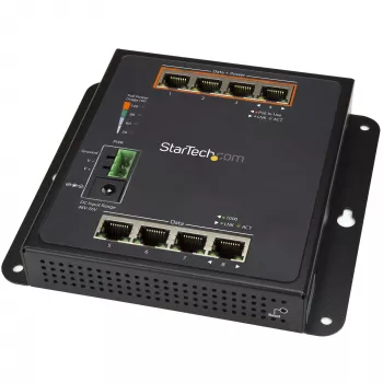 StarTech.com Industrial 8 porttia Gigabit PoE -kytkin – 4 x PoE+ 30W – Power Over Ethernet – karkaistu GbE Layer/L2 Managed -kytkin – järeä suorituskykyinen Gigabit-verkkokytkin IP-30/-40 °C - +75 °C – TAA
