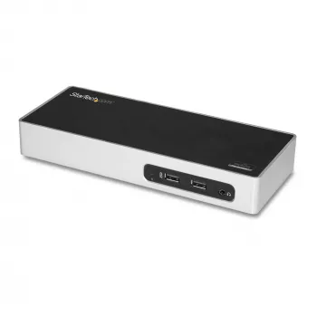 StarTech.com USB 3.0 -telakka – kahden näytön kannettavan tietokoneen telakka HDMI- ja DVI/VGA-videolla – 6-porttinen USB 3.1 Gen 1 5 Gbit/s -keskitin, GbE, ääni – universaali Type-A-telakka – Windows ja Mac
