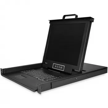 StarTech.com 8-porttinen rack-asennettava KVM-konsoli 1,8 m kaapeleilla – Integroitu KVM-kytkin 17 tuuman LCD-näytöllä – Täysin varusteltu 1HE-LCD-KV-laatikko – OSD-KVM – Kestävä, 50 000 tunnin MTBF – USB- ja VGA-tuki