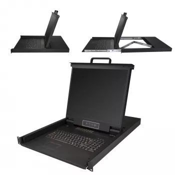 StarTech.com 16-porttinen rack-asennettava KVM-konsoli 1,83 m kaapeleilla – Integroitu KVM-kytkin 19 tuuman LCD-näytöllä – Täysin varusteltu 1HE-LCD-KV-laatikko – OSD-KVM – Kestävä, 50 000 tunnin MTBF – USB- ja VGA-tuki