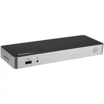 StarTech.com USB-C-telakka – kahden näytön HDMI & DisplayPort 4K 30 Hz – USB Type-C -kannettavatelakka 60 W Power Delivery, SD, 4-porttinen USB-A 3.0 -keskitin, GbE, ääni – Thunderbolt 3 -yhteensopiva