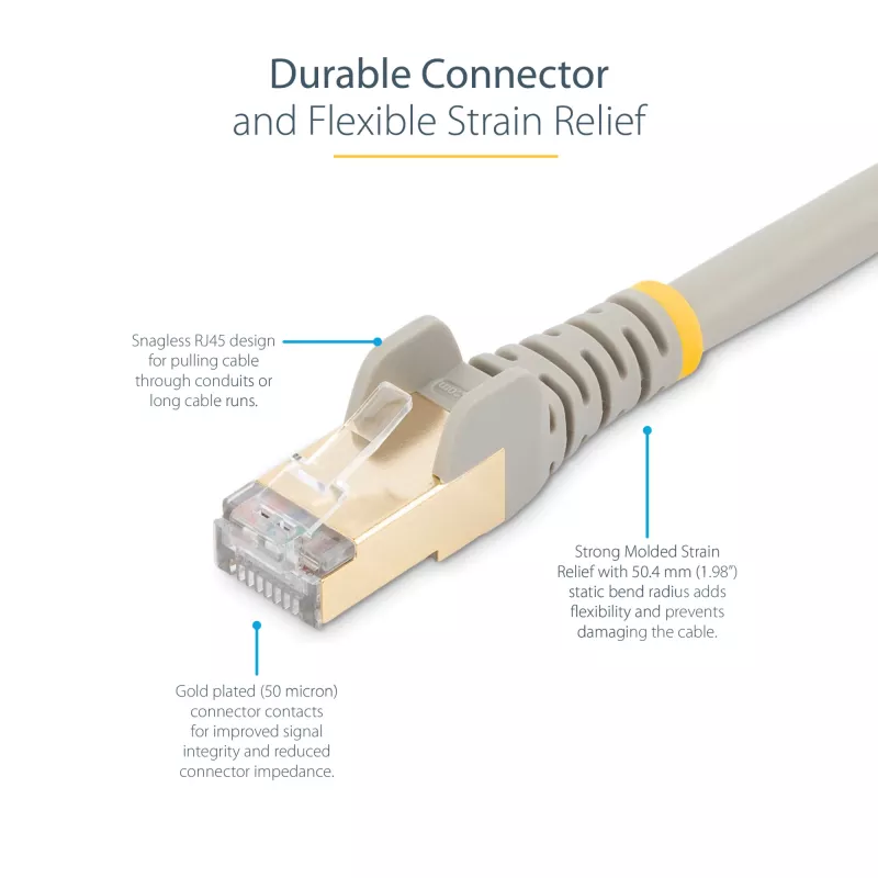 StarTech.com 3 m CAT6a Ethernet-kaapeli – 10 Gigabit suojattu, snagless RJ45 100W PoE -patchkaapeli – 10GbE STP verkkokaapeli vedonpoistolla – harmaa, yksittäin testattu / johdotus UL-sertifioitu / TIA