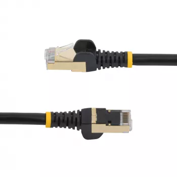 StarTech.com 0,50 m CAT6a Ethernet-kaapeli – 10 Gigabit suojattu, snagless RJ45 100W PoE -patchkaapeli – 10GbE STP verkkokaapeli vedonpoistolla – musta, yksittäin testattu / johdotus UL-sertifioitu / TIA