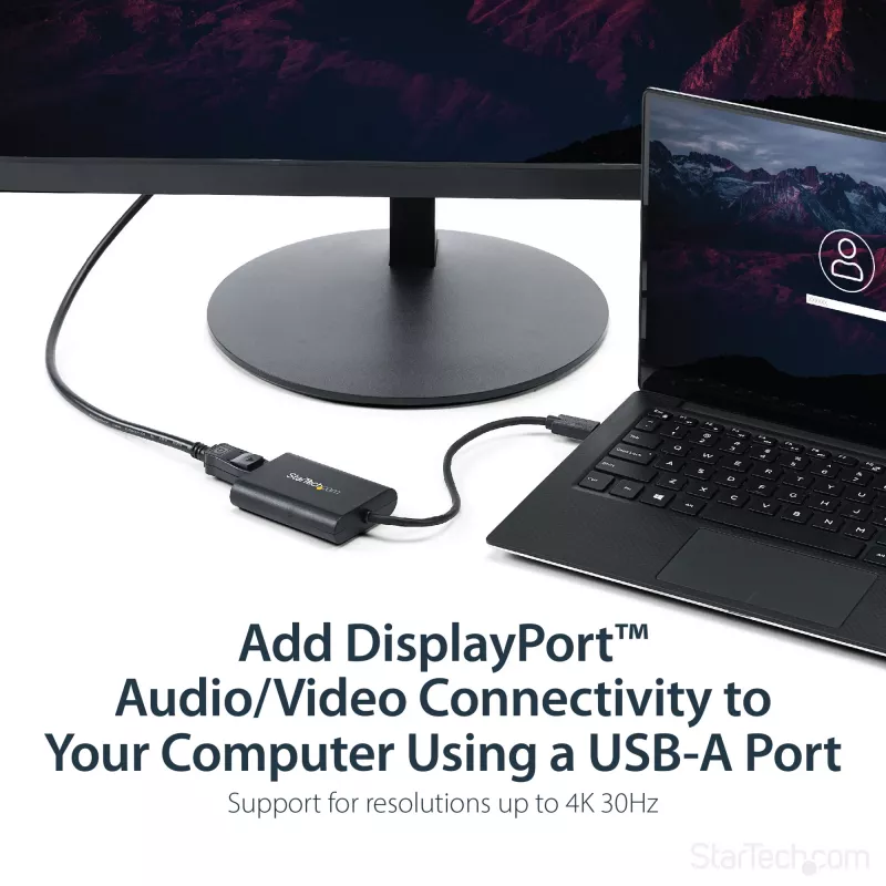 StarTech.com USB 3.0 - DisplayPort -sovitin, USB DP -näyttömuunnin Windowsille, 4K (ei tue macOS/ChromeOS/Linux) - TAA