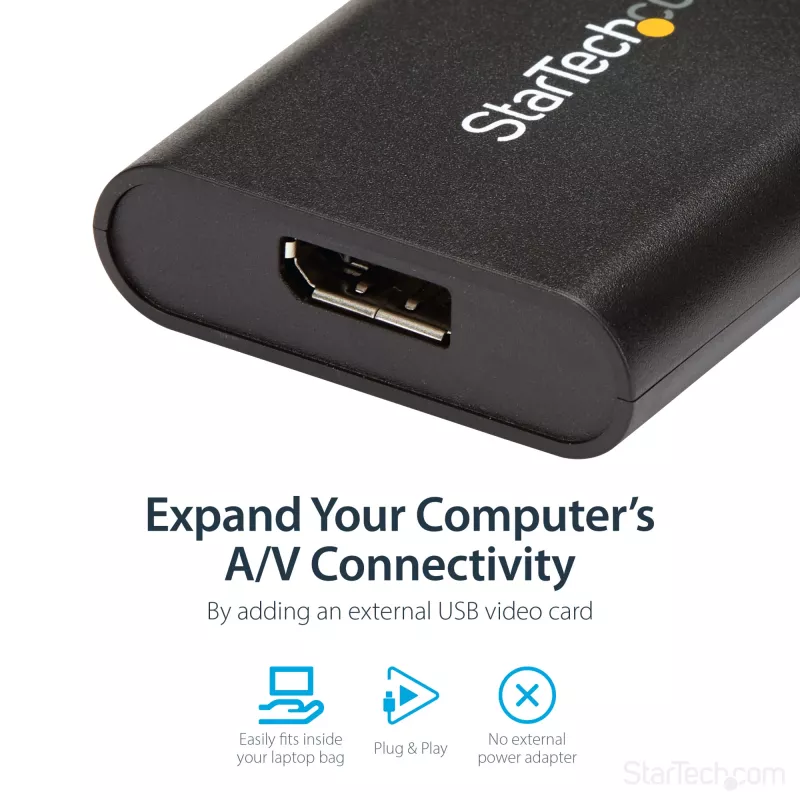 StarTech.com USB 3.0 - DisplayPort -sovitin, USB DP -näyttömuunnin Windowsille, 4K (ei tue macOS/ChromeOS/Linux) - TAA