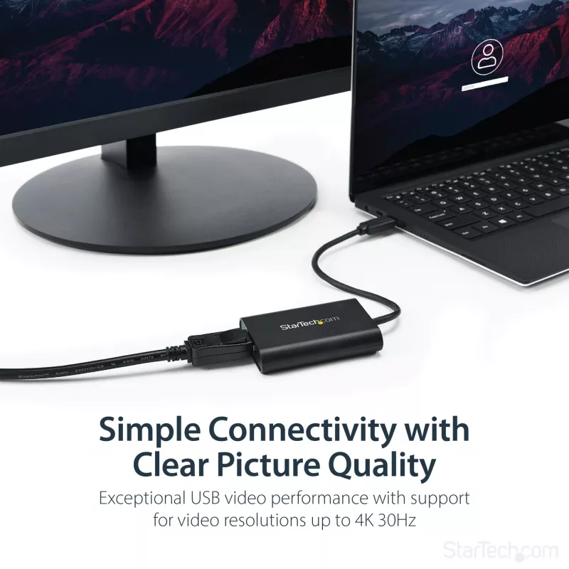StarTech.com USB 3.0 - DisplayPort -sovitin, USB DP -näyttömuunnin Windowsille, 4K (ei tue macOS/ChromeOS/Linux) - TAA