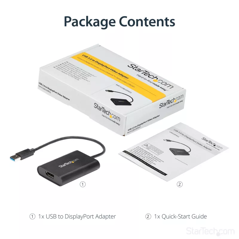 StarTech.com USB 3.0 - DisplayPort -sovitin, USB DP -näyttömuunnin Windowsille, 4K (ei tue macOS/ChromeOS/Linux) - TAA