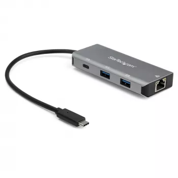 StarTech.com 3-porttinen USB-C-hubi Gigabit Ethernet RJ45 GbE -portilla – 2x USB-A, 1x USB-C – SuperSpeed 10Gbps USB 3.1/3.2 Gen 2 Type-C-hubisovitin – USB-väylävirralla toimiva – alumiini – yhteensopiva TB3:n kanssa~3-porttinen USB-C-hubi Gigabit Ethernet RJ45 GbE -portilla – 2x USB-A, 1x USB-C – SuperSpeed 10Gbps USB 3.2 Gen 2 Type-C-hubisovitin – USB-väylävirralla toimiva – alumiini