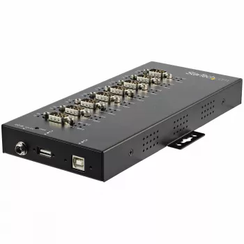 StarTech.com 8-porttinen sarjaporttikeskitin USB - RS232/RS485/RS422 -sovitin – teollinen USB 2.0 - DB9 sarjamuunnin-keskitin – IP30-sertifioitu – DIN-kiskoon asennettava metallinen sarjaporttikeskitin – 15 kV ESD-suoja