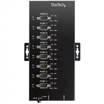 StarTech.com 8-porttinen sarjaporttikeskitin USB - RS232/RS485/RS422 -sovitin – teollinen USB 2.0 - DB9 sarjamuunnin-keskitin – IP30-sertifioitu – DIN-kiskoon asennettava metallinen sarjaporttikeskitin – 15 kV ESD-suoja