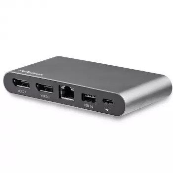 StarTech.com USB-C-telakka – 4K kahden näytön DisplayPort – mini-kannettavan telakointiasema – 100 W Power Delivery -läpivienti – GbE, 2-porttinen USB-A-keskitin – USB Type-C -moniporttisovitin – 1 m kaapeli