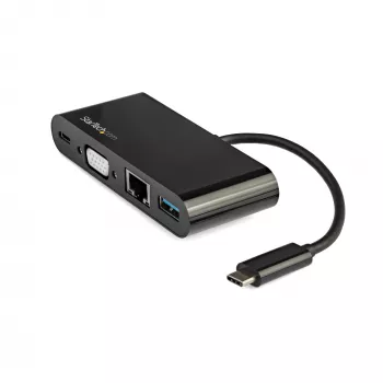 StarTech.com USB-C-moniporttisovitin – mini USB-C-telakka VGA 1080p -videolla yhdelle näytölle – 60 W Power Delivery -läpivienti – USB 3.1 Gen 1 Type-A 5 Gbit/s, Gigabit Ethernet – telakointiasema