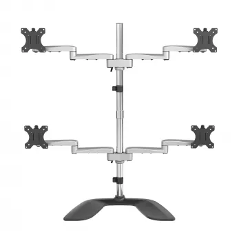 StarTech.com pöytäteline neljälle näytölle - ergonominen VESA 4 -monitorivarsi (2x2) enintään 32 tuumaa - vapaasti seisova säädettävä yleismaston asennusteline - korkeussäädettävä/kallistuva/kiertyvä/kääntyvä - hopea