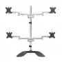 StarTech.com pöytäteline neljälle näytölle - ergonominen VESA 4 -monitorivarsi (2x2) enintään 32 tuumaa - vapaasti seisova säädettävä yleismaston asennusteline - korkeussäädettävä/kallistuva/kiertyvä/kääntyvä - hopea